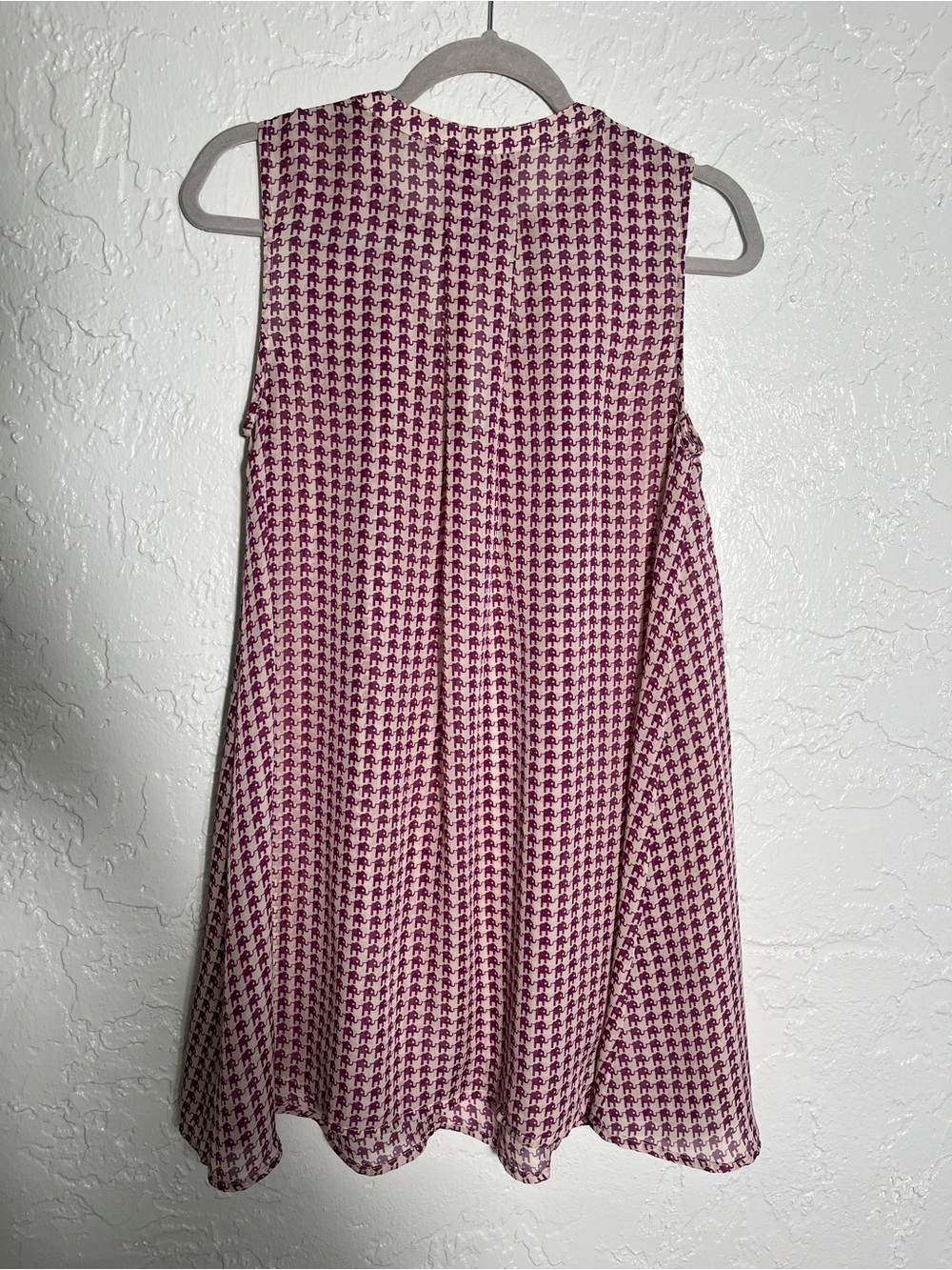 eshakti Cream and Plum Printed Dress with Elephant Houndstooth Motif